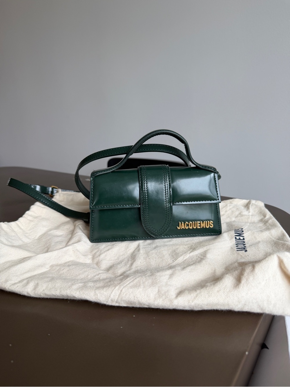 Jacquemus Forest Green Mini Leather Top-Handle Bag
